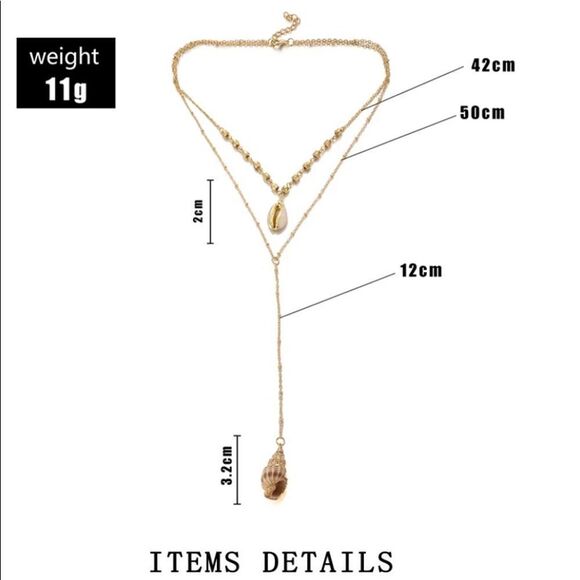Gorgeous SeaShell Double Layered Gold Necklace (V2 - Picture 6 of 7